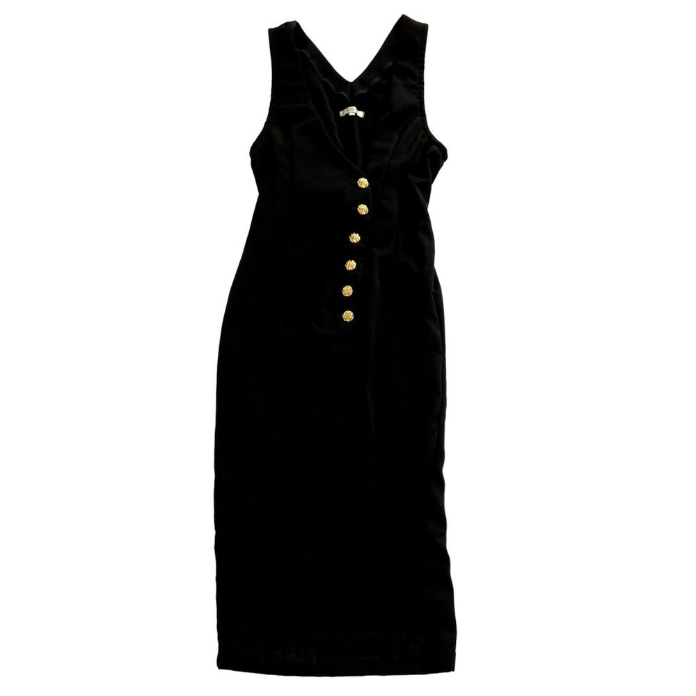 Posse Button Front Dress in Black